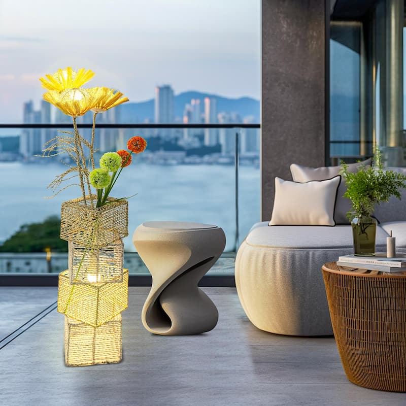 Pastoral Led Floor Lamp Hand-Woven Rattan Wicker