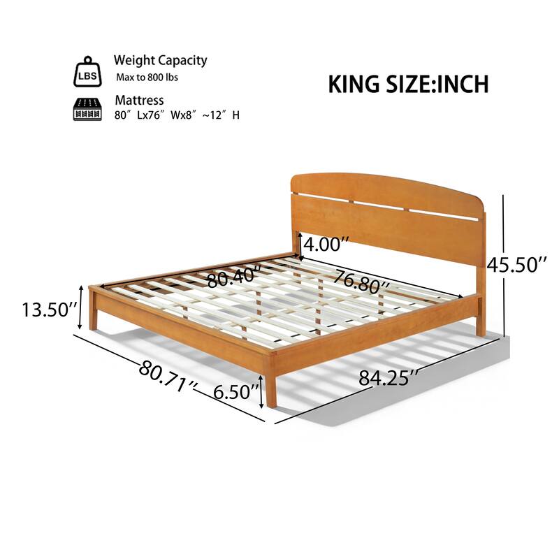 Christopher Knight Home - Rubber Wood Platform Bed with Curved Headboard