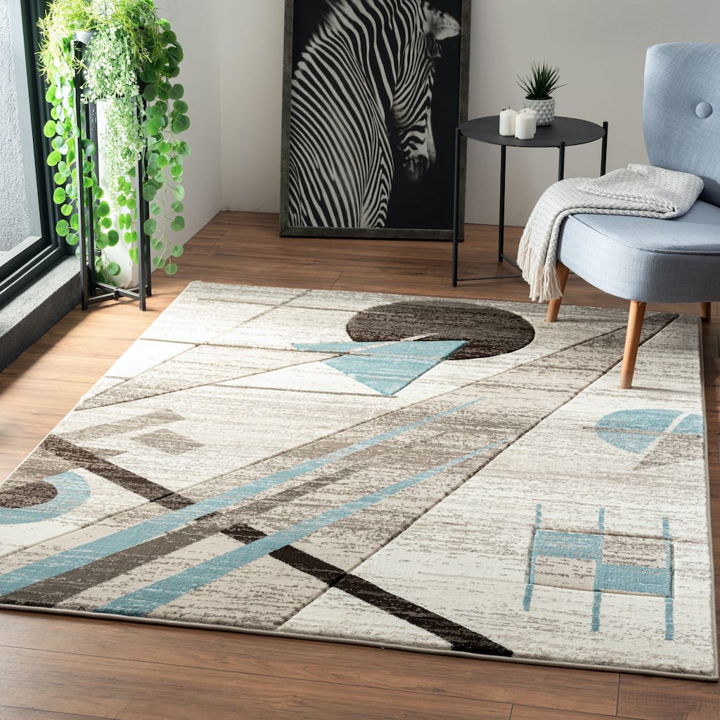Crystal Collection Abstract Geometric Area Rug