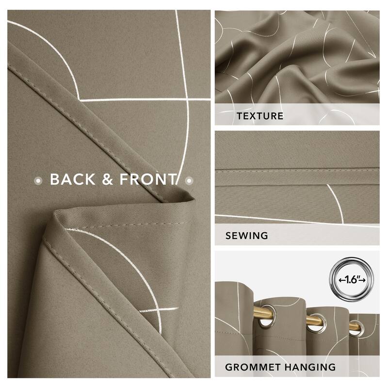 Deconovo Silver Pattern Blackout Curtains Grommet Top (2 Panels)