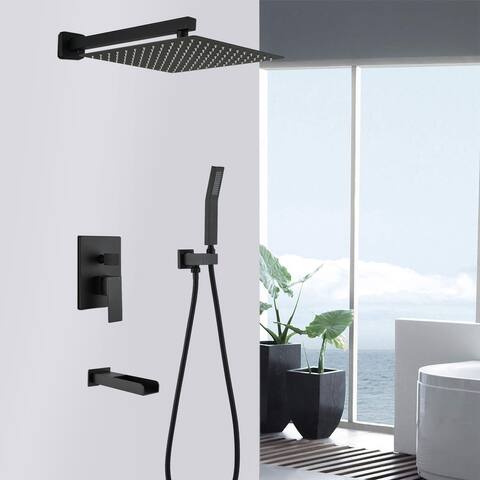 YASINU 3 Function Wall Mounted Handheld Shower Tub Faucet Trim Kit With Rough-in Valve