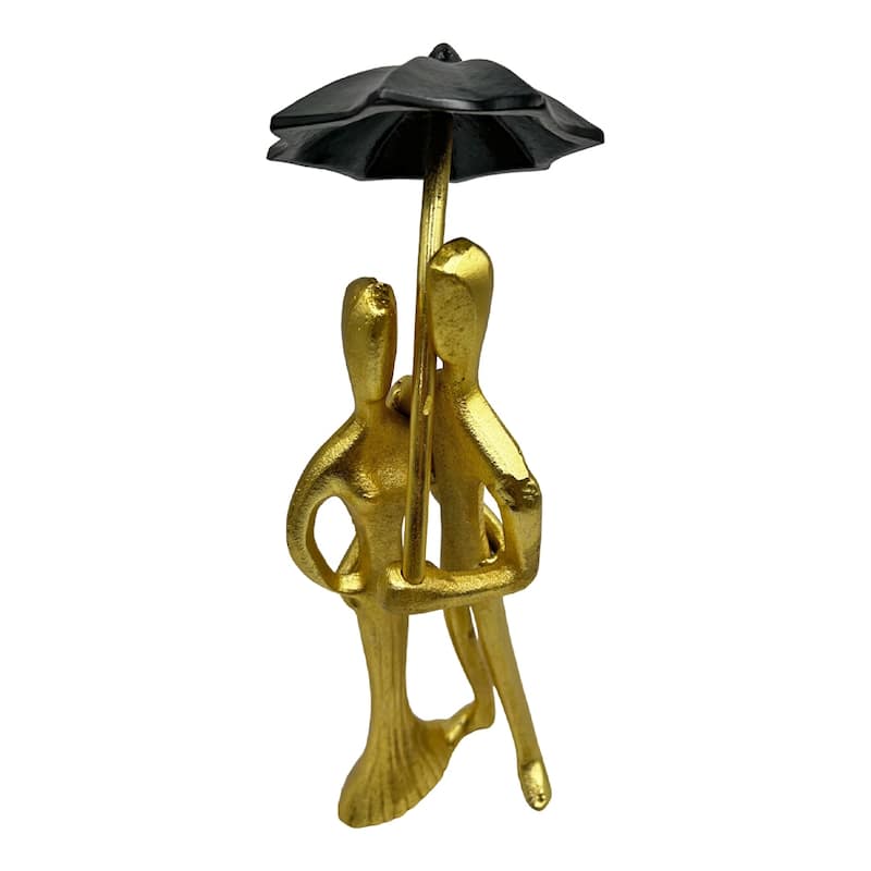 Decorative Handmade Aluminum 15 inch Lover Sculpture in Gold - 5 x 4 x 15 in