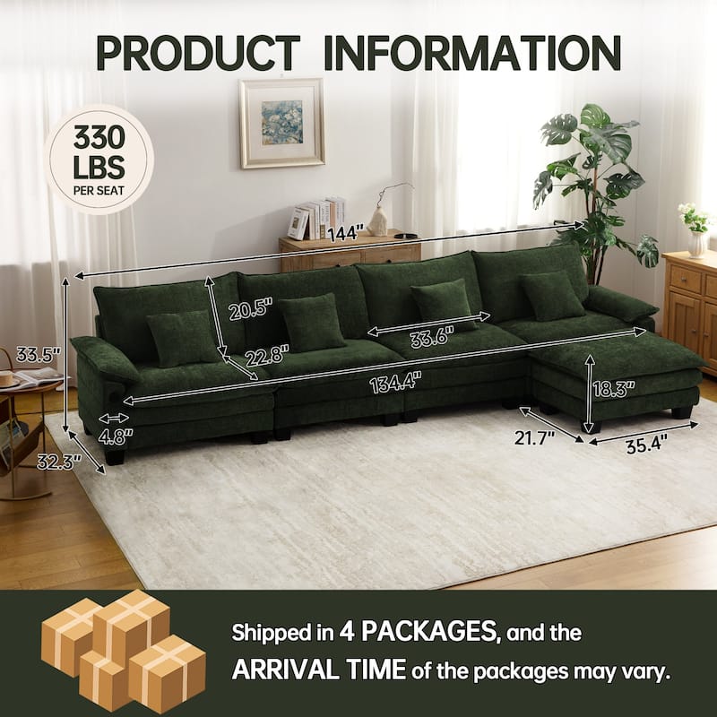 Living Room Furniture Sets, Modular Sectional Sofa Set with Ottoman for Living Room, Convertible Sofa Couch