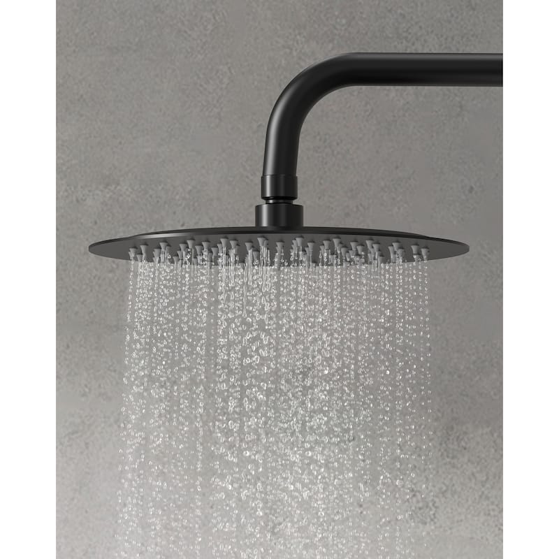 GRANDJOY Shower System 10 inch Wall Mount Rain Shower Head with Handheld Spray Combo Round