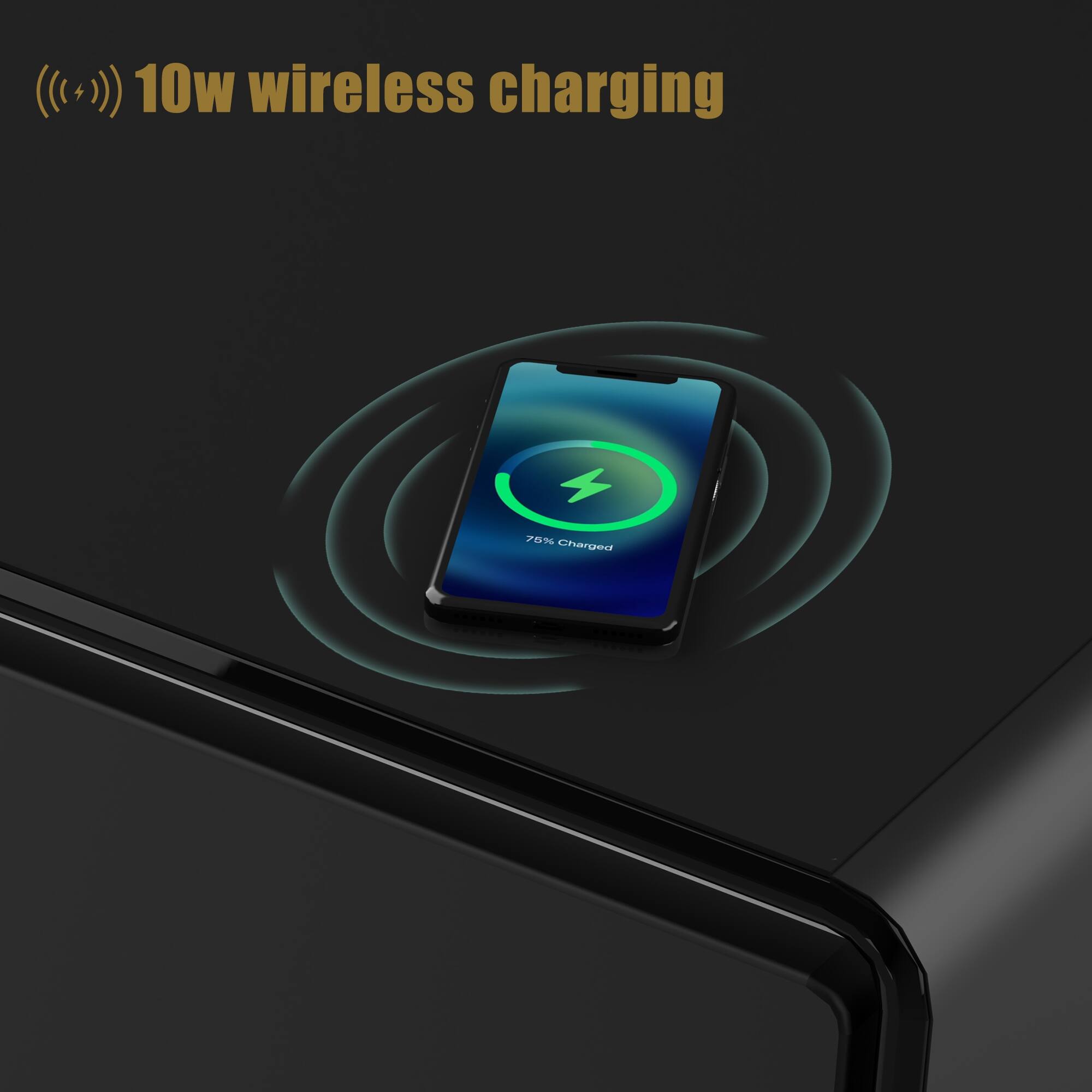 Modern Smart Coffee Table with Builtin Fridge, Wireless Charging