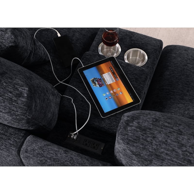 Modern Modular Sectional Sofa with Ottomans and Built-in Console, Cupholders