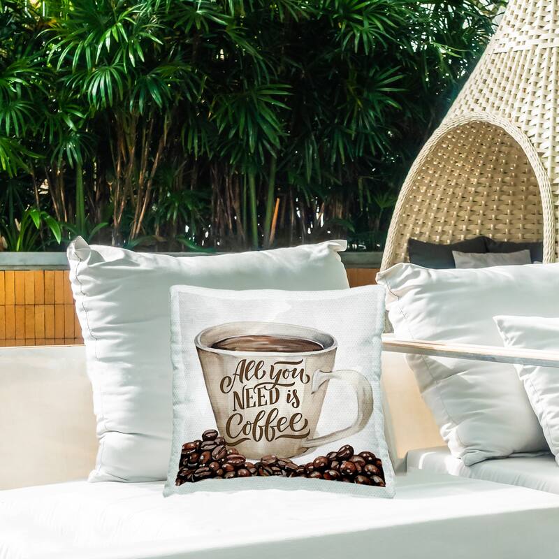 Stupell All You Need Morning Coffee Printed Outdoor Throw Pillow Design by Kim Allen