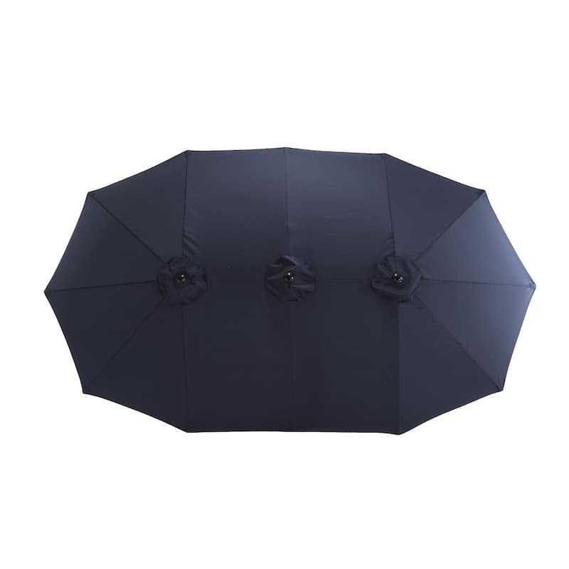 Topcraft 14.8ft Metal Rectangular Double Sided Outdoor Market Umbrella - Navy blue