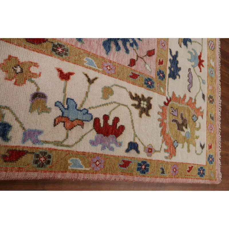 Pink Oushak Oriental Area Rug Handmade Wool Carpet - 8'11" x 11'7"