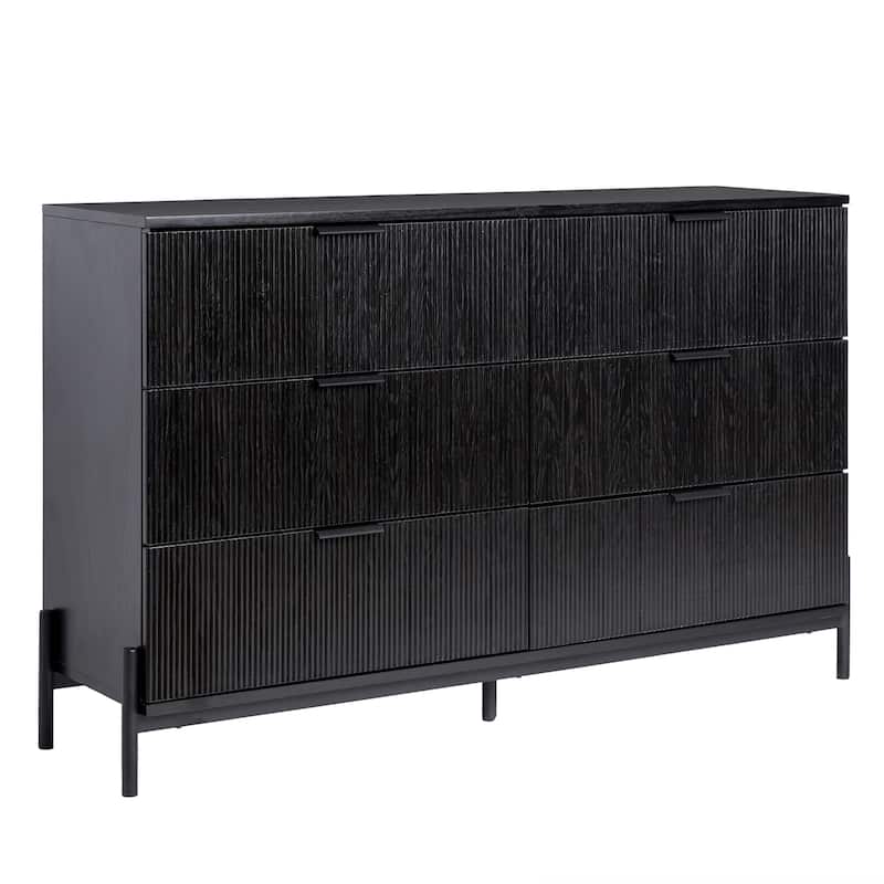 Walker Edison Six Drawer Chest with Reeded Drawer Fronts