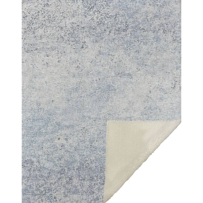 HomeRoots 50" X 70" Blue And Beige Abstract Microfiber Plush Throw Blanket