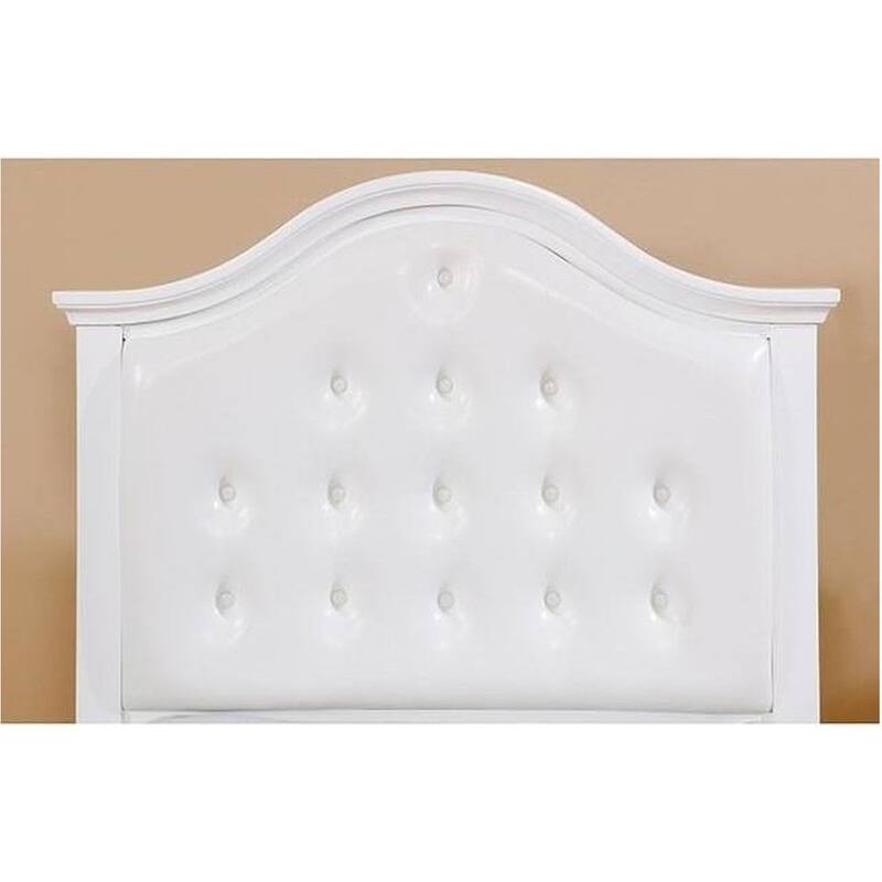Bed With Padded Camelback Headboard, White