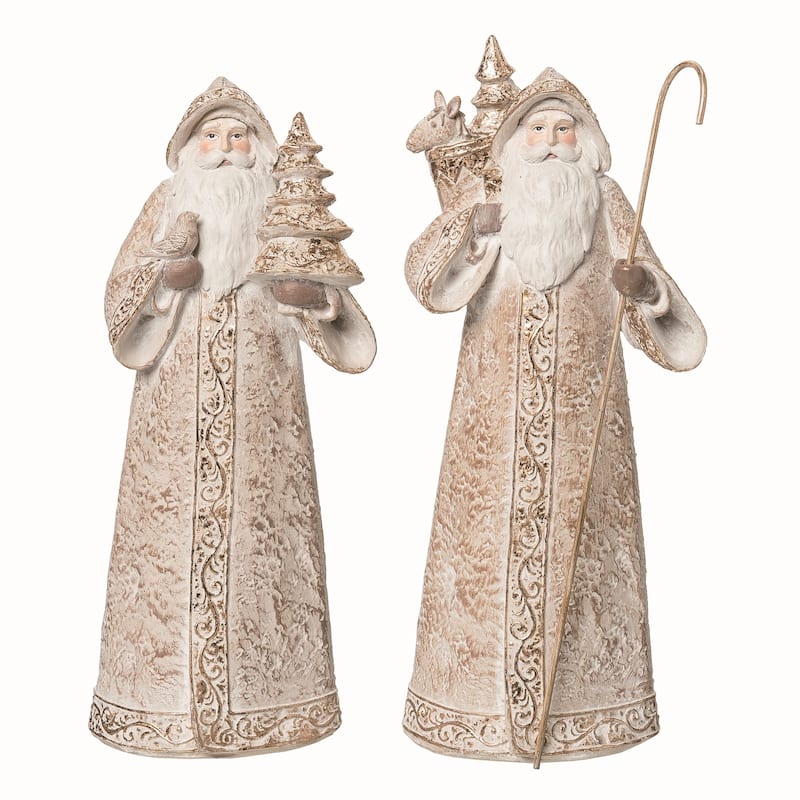 Transpac Resin Elegant Santa Figurine Set of 2 Christmas Home Decorations
