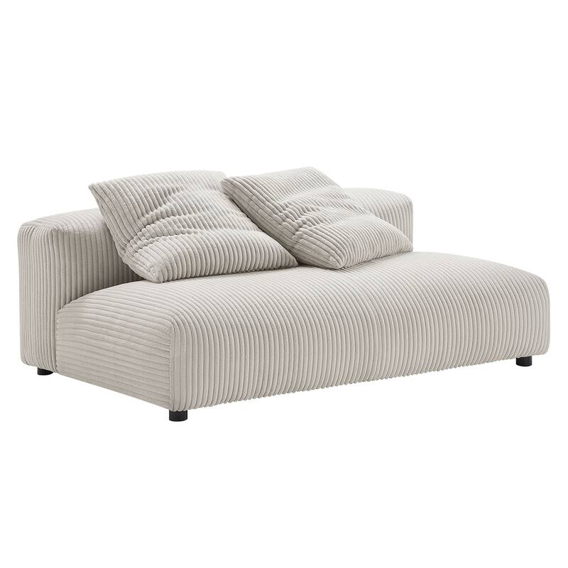 Solace Modular Corduroy Upholstered Armless Loveseat and Ottoman Set