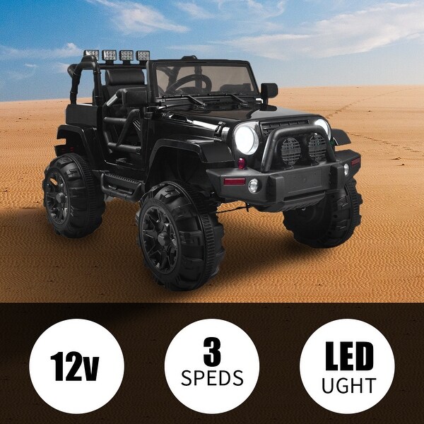 12V Kids Ride On Car SUV MP3 RC Remote Control LED Lights Black