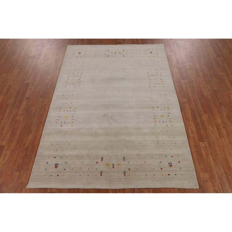 Tribal Gabbeh Oriental Area Rug Handmade Wool Carpet - 5'6"x 7'10"