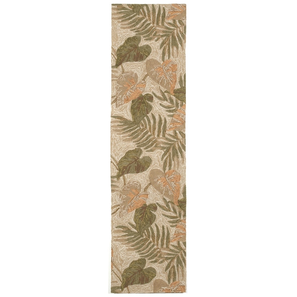 Liora Manne Ravella Tropical Leaf Indoor/Outdoor Rug Neutral