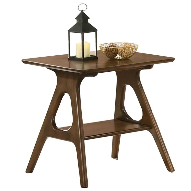 Mid-Century Modern Wood End Table with Shelf
