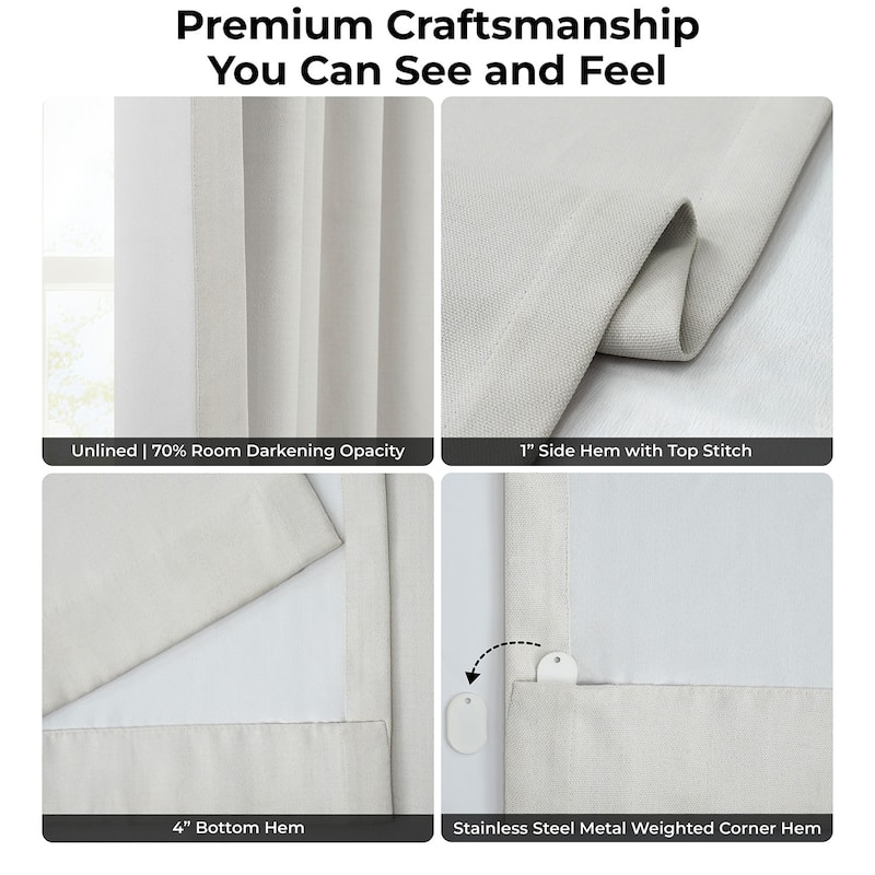 Exclusive Fabrics Textured Faux Linen Extra Wide Curtains Rod Pocket Single Panel (1 Panel)