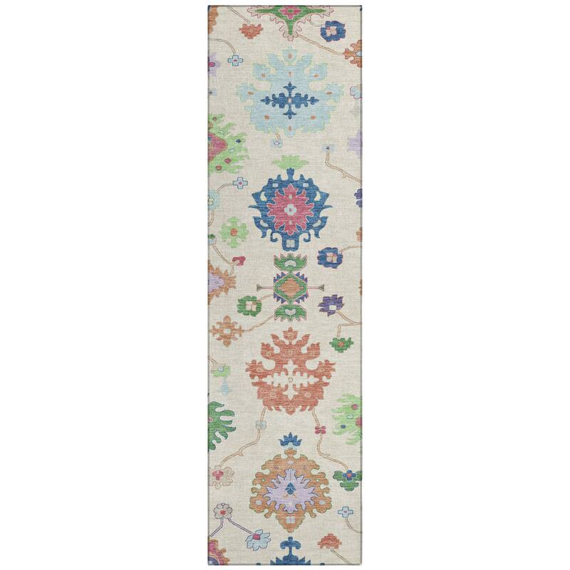 Machine Washable Indoor/ Outdoor Traditonal Delhi Chantille Rug