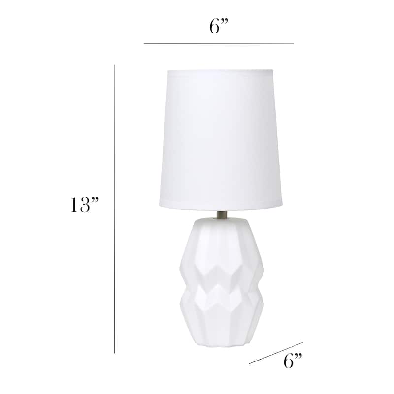 Ceramic Geometric Table Lamp with Fabric Shade for Bedroom - 6 x 6 x 13 in. (L x W x H)
