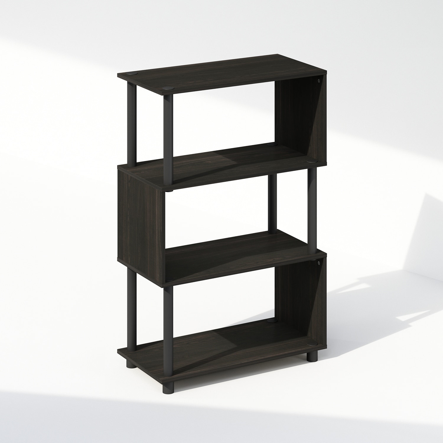 36.5 in. Tall Espresso Wood 4-Shelf Bookcase