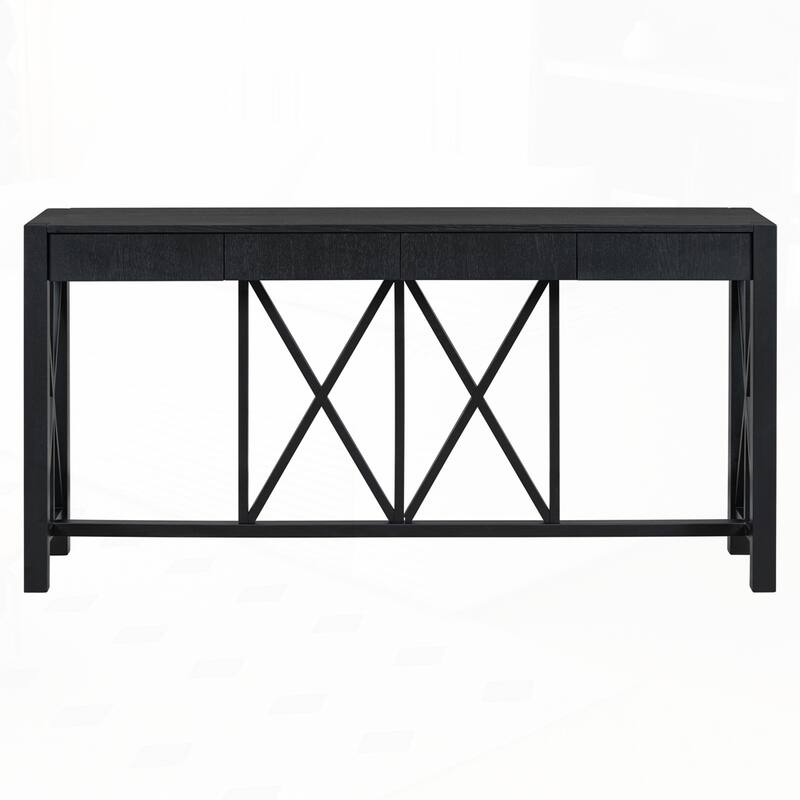 Crisscross Design Entryway Table with Open Bottom Storage