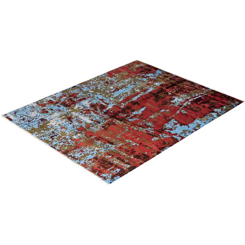 Ikat One-of-a-Kind Hand-Knotted Area Rug - Red, 8' 1" x 10' 0" - 8' 1" x 10' 0"