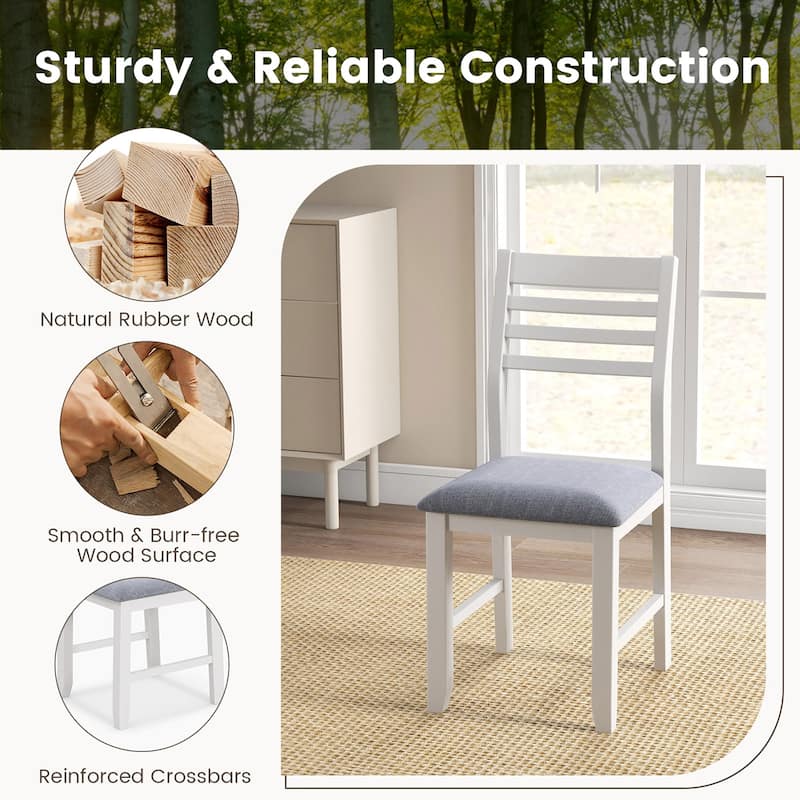 Gymax Wooden Dining Chair Set of 2 Kitchen Side Chairs w/ Rubber Wood