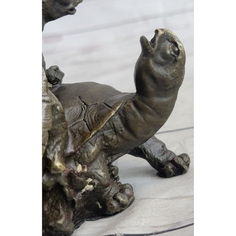 Adorable Figurine Two Turtle Sharing Love Bronze Statue Sculpture Figure Figure