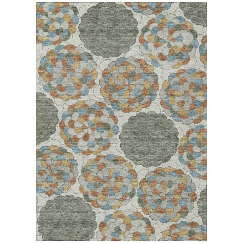 Machine Washable Indoor/ Outdoor Mosaic Cluster Chantille Rug