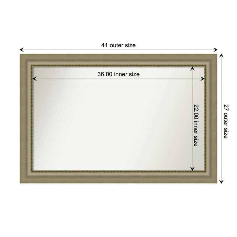 Vegas Silver Framed Non-Beveled Custom Wall Mirror, Bathroom Vanity Mirror - Outer Size: 40.75 x 26.75