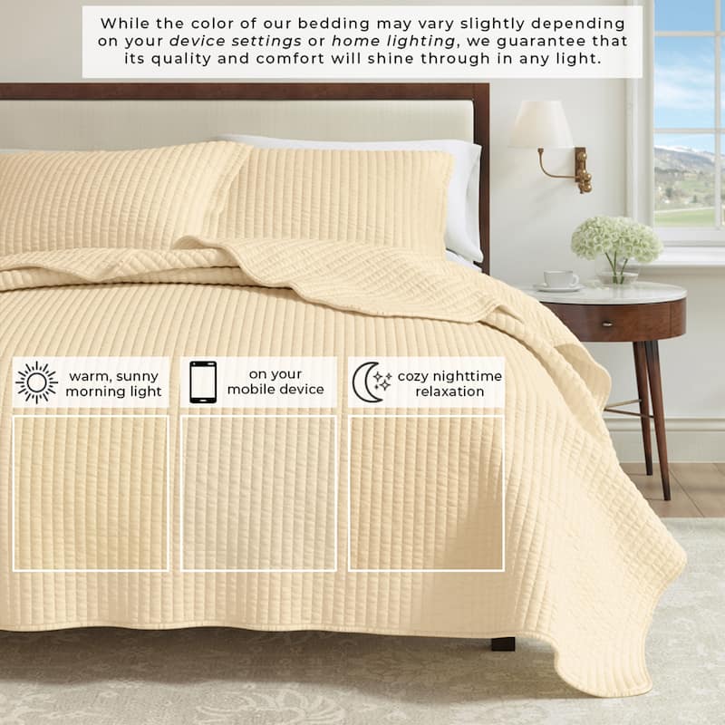 Linery & Co. Detailed Channel Stitch Microfiber Quilt Set With Shams.