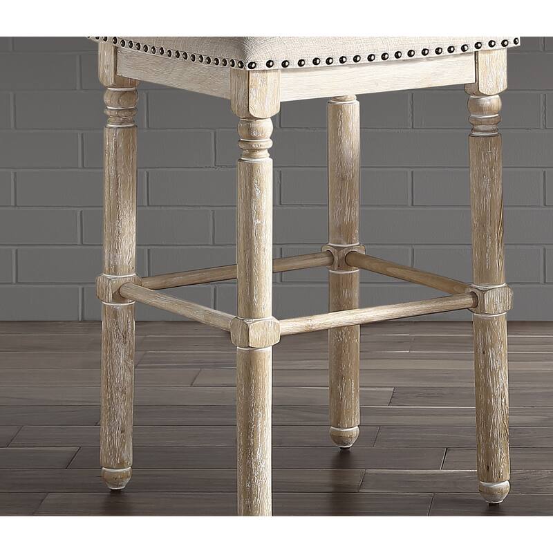 Roundhill Furniture Arnhem Wood Upholstered Counter Height Stool, Set of 2