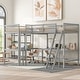preview thumbnail 3 of 30, Wood Twin Size L-Shaped Loft Bed with Ladder and 2 Built-in Desks, Gray