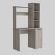 preview thumbnail 1 of 1, Functional Desk with Hutch, Single-Door Cabinet, and Open Shelving for Organized Workspace Grey