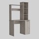 preview thumbnail 1 of 1, Modern Computer Desk with 3-Tier Hutch Storage, Spacious Desktop, and Cabinet for Office Use Grey