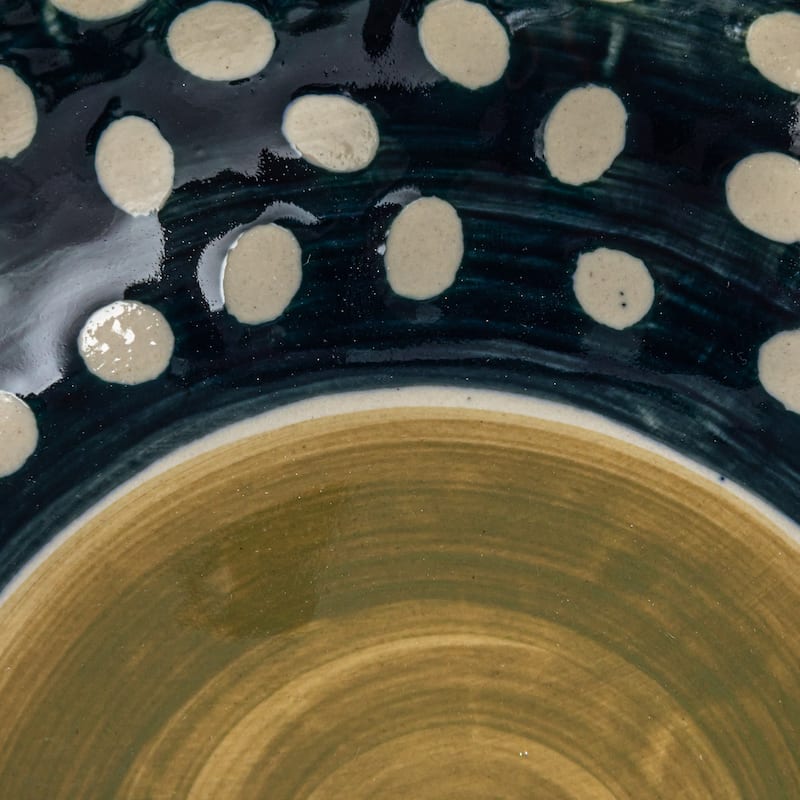 Stoneware Bowls with 4 Dots Styles - 6.9"L x 6.9"W x 1.5"H