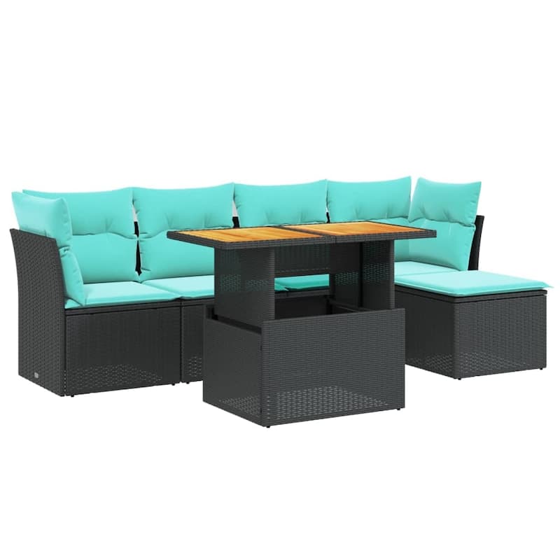 vidaXL Patio Sofa Set with Cushions Outdoor Furniture 6 Piece Poly Rattan