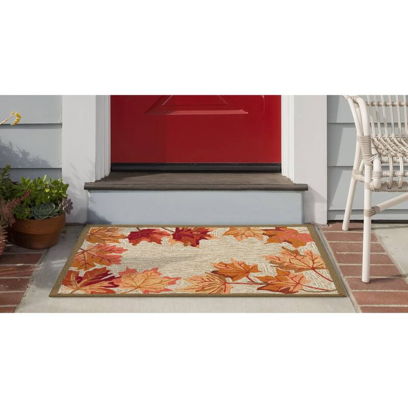 Liora Manne Ravella Falling Leaves Border Indoor/Outdoor Rug