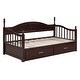 preview thumbnail 6 of 25, Wooden Twin Size Daybed with Twin Size Trundle, Extendable Daybed with Two Storage Drawers, Espresso