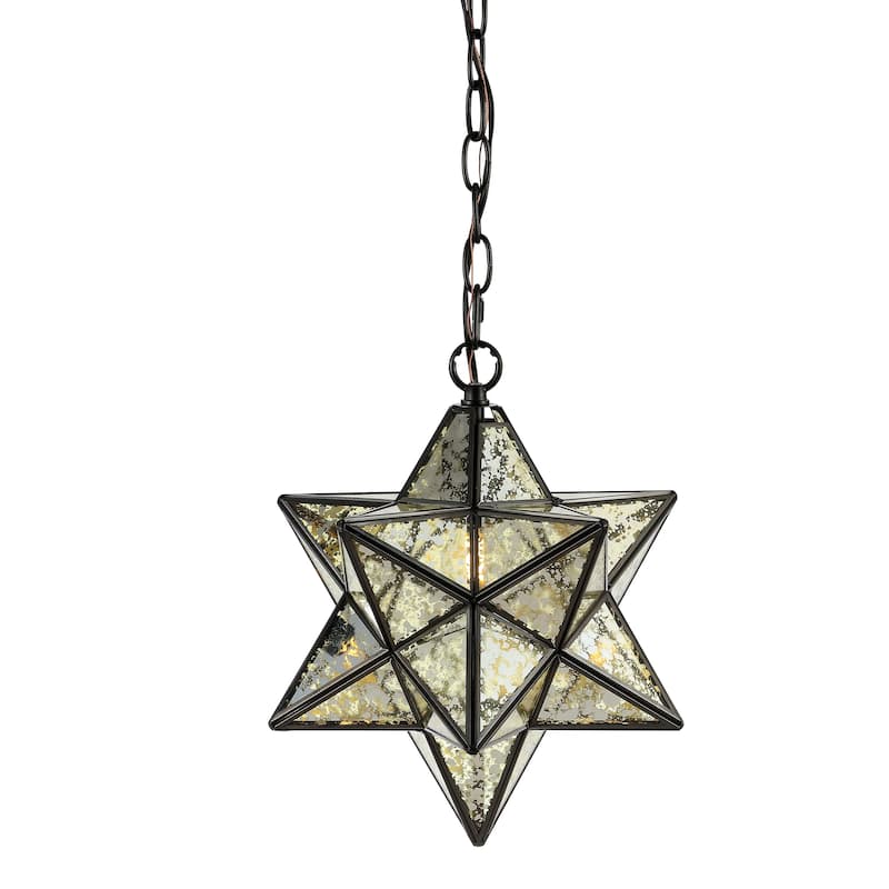 Lynn Moravian Star Metal/Clear Glass LED Pendant, by JONATHAN Y - 1 Light