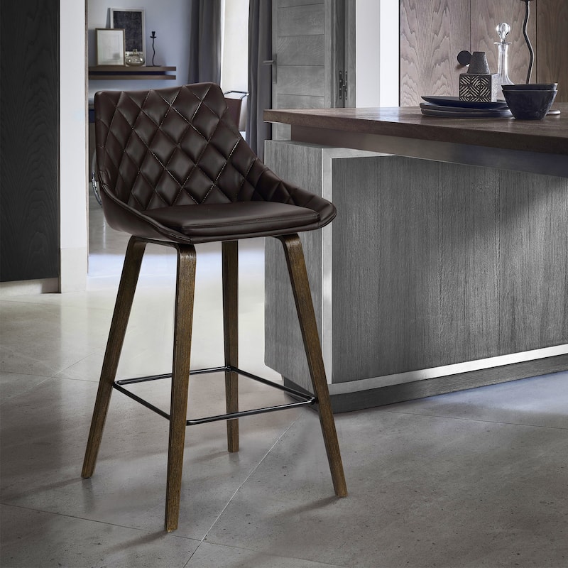 Dani 26" Wood and Faux Leather Counter Stool - 26 - Brown