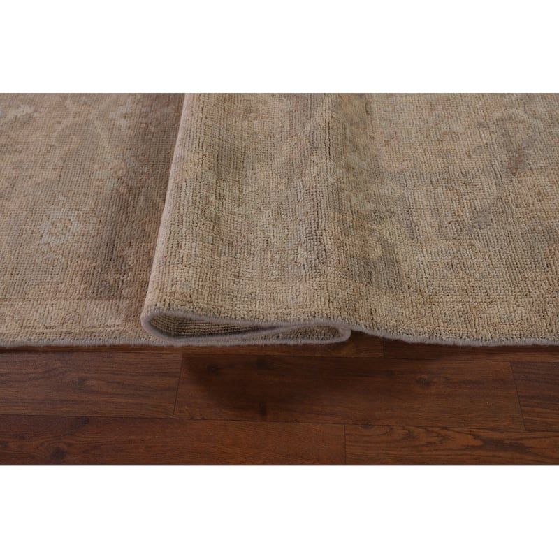 Vegetable Dye Oushak Turkish Runner Rug Handmade Floral Wool Carpet - 2'11" x 9'10"