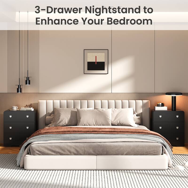 Painted 3-Drawer Nightstand for Bedroom