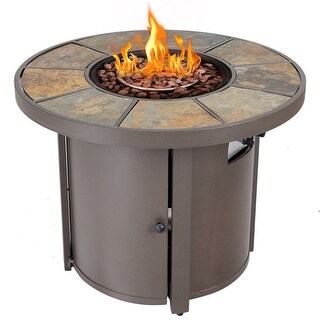 Shop Costway 32'' Round Outdoor Propane Gas Fire Pit Table ...