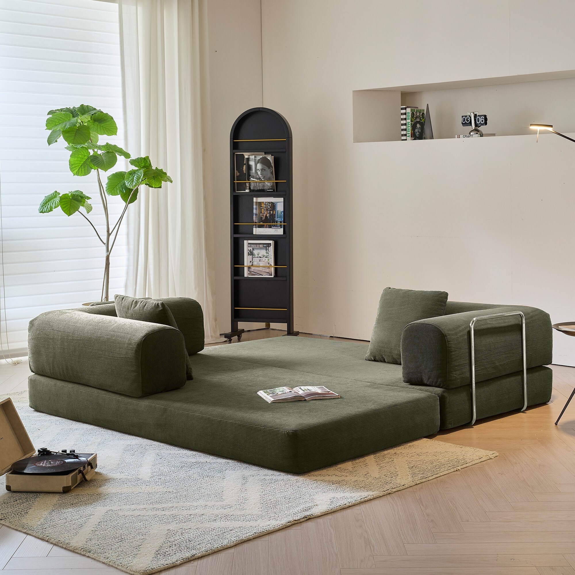 JASIWAY Modern Vintage Convertible Sleeper Sofa Bed