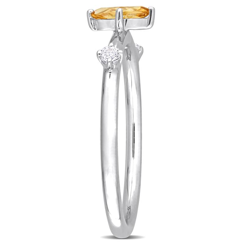 Miadora 1/3ct TGW Marquise Citrine and White Topaz 3-Stone Ring in Sterling Silver