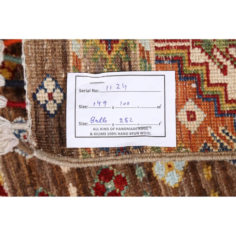 Vegetable Dye Kazak Oriental Wool Area Rug Hand-knotted Bedroom Carpet - 3'4" x 5'11"