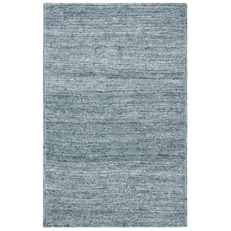 SAFAVIEH Handmade Himalaya Deco Frame & Contemporary Solid Ivory Wool - 7' x 7' Square - Blue/Gold - Square/Runner